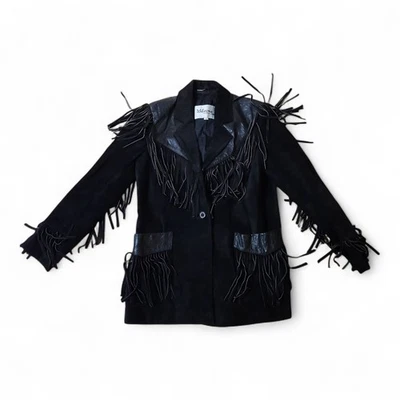 Chaqueta Western de Colección Wilson's Gamuza Cuero Flecos Negros Talla Hombre S/M Mujer M/L Foto 1 de 4