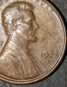 1972-D 1c Memorial Cent Strong Die Error Strong Die Break On 9 In Date - Picture 1 of 18