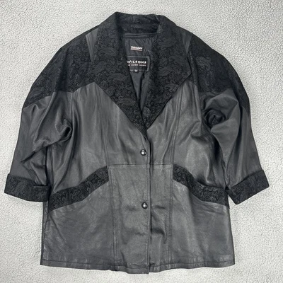Chaqueta de cuero Wilsons de colección para mujer 1X negra cachemira gamuza aislante Foto 1 de 4