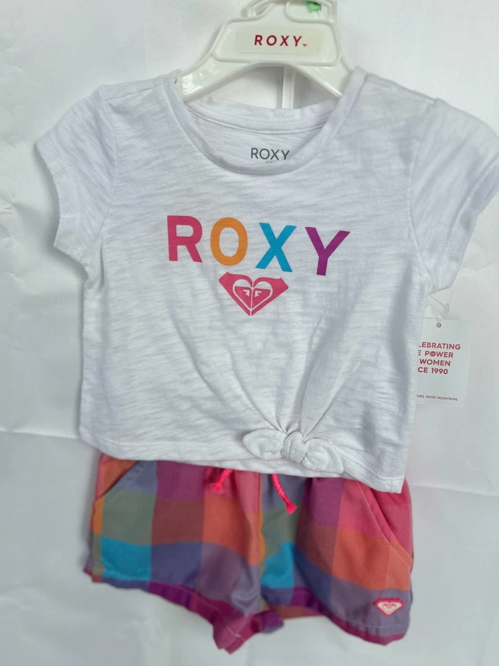Roxy Baby девочек 18 М бант спереди футболка и шорты Summer наряд комплект новый с Ярлыками - Изображение 1 из 4