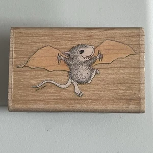 Haus Maus Fledermaus 2 Monica Holzhalterung Gummistempel Stampabilities 2004 - Bild 1 von 6