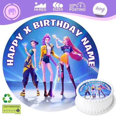 SWEETJUMBO Kpop Huntrix Cake Topper Demon Decoration Round Circle Personalised Edible Icing