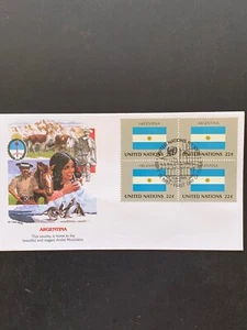 Stamps: United Nations First Day Cover 51 Scott 509, Argentina, Flag, 1987 - Picture 1 of 1