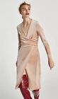 NWT! Zara Blush Pink Velvet Cross Over Dress With Lace Detail On Sleeves Sz XS