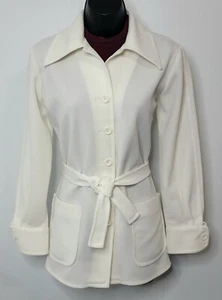 VTG Koret of California White Blazer Jacket Shacket w Belt Union Made USA Sz M-L - Picture 1 of 9
