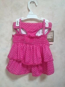 NWT JUICY COUTURE LITTLE GIRLS SIZE 4 RUFFLE TANKINI 2PC SWIMSUIT PINK POLKA DOT - Picture 1 of 2