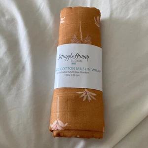 Snuggle Hunny Organic Cotton Wrap swaddling blanket 120x120cm brown palm trees - Picture 1 of 5