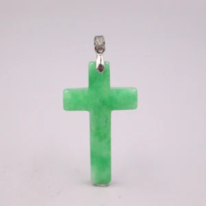 18K GP Calefacción Colgante de Jade Mujer Cruz Verde Colgante para Mujer 38*21mm Nuevo Regalo - Imagen 1 de 4