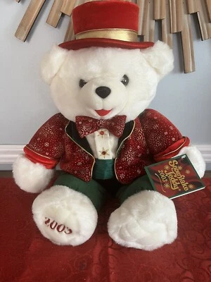 Snowflake Teddy Bear Christmas 2003 Stuffed Plush by Dan Dee Red, White, Green - Image 1 of 4