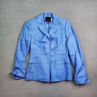 Carlisle Blazer Suit Jacket Womens Size 4 Blue Silk Career Work Weighted Snap