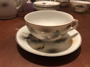 Kutani China. Tasse und Untertasse. Handbemalt in Japan - Bild 1 von 9