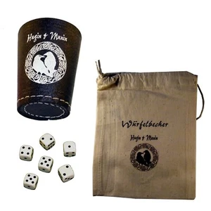 Würfelbecher Set "Hugin und Munin" mit Säckchen und Würfel Odins Raben - Bild 1 von 1