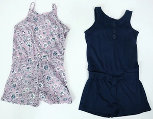 Girls Lot 2 One Piece Sleeveless Rompers Size XS 4-5 NEW - Picture 1 of 3