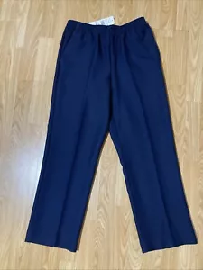 NWT Womens Size 6P Alfred Dunner Navy Blue Twill Elastic Waist Pull On Pants - Picture 1 of 5