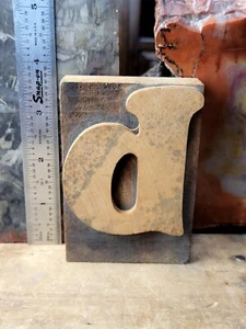 LARGE LETTER "b" ANTIQUE LETTERPRESS VINTAGE WOODEN PRINT BLOCK STAMP 3-3/4" VGC - Picture 1 of 3