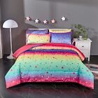Colorful Polka Dots Rainbow Comforter Set For Teen Girlfull/queen Size 5 Piece B