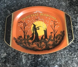 Vintage Halloween Witches Large Silver Plate Platter by Peggy *G Pagan Wiccan - Picture 1 of 6