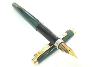 Vintage Old New Stock Graceful Lush Green Body Fountain Pen EJJ - Picture 1 of 10