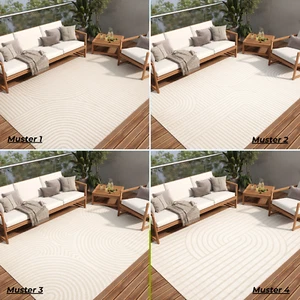 Alfombra Crema Exterior Interior Moderna Tela Plana Impermeable Salón Terraza - Imagen 1 de 41