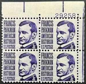 US Prominent Americans, Scott 1281, Tagged, 3c Francis Parkman PB of 4, MNH F-VF - Picture 1 of 2