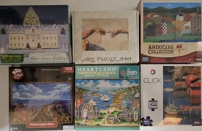 6 Puzzles 500, 540, 550 pcs Art White House Having Fun Canyon Summer Fishing Vil - Image 1 of 4