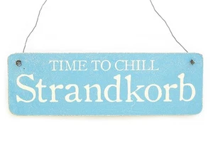 Shabby Vintage Schild Türschild STRANDKORB Dekoschild Holzschild Garten Terrasse - Bild 1 von 1