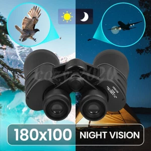 180x100 Military Zoom Powerful Binoculars Day/Low Night Optics Hunting with Case - Picture 1 of 12