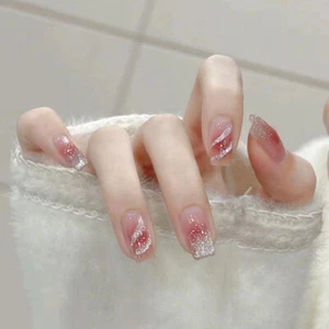 Rubor Rosa Prensado Uñas - Brillo Ballet Uñas Falsas Medianas Largas 24 un. - Imagen 1 de 5