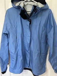 LL Bean Spring Jacket NEW Hooded Rain Coat Misses M Zip Stowaway Sky Blue UNISEX - Picture 1 of 17