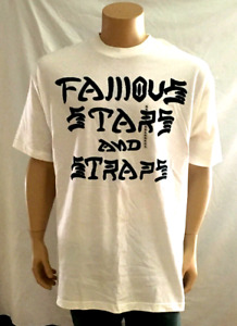 FAMOUS STARS & STRAPS T Shirt Mens X-Large White Skate Board Asian Logo NOS Y2K 