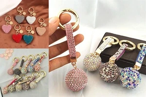 Crystal Keyring Charm Pendant Purse Bag Key Chain Keychain Gift Multi Design^ - Picture 1 of 28