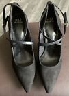 Ladies Marks & Spencer Black Suede Shoes  Red Patent Stiletto Insolia Heels 7