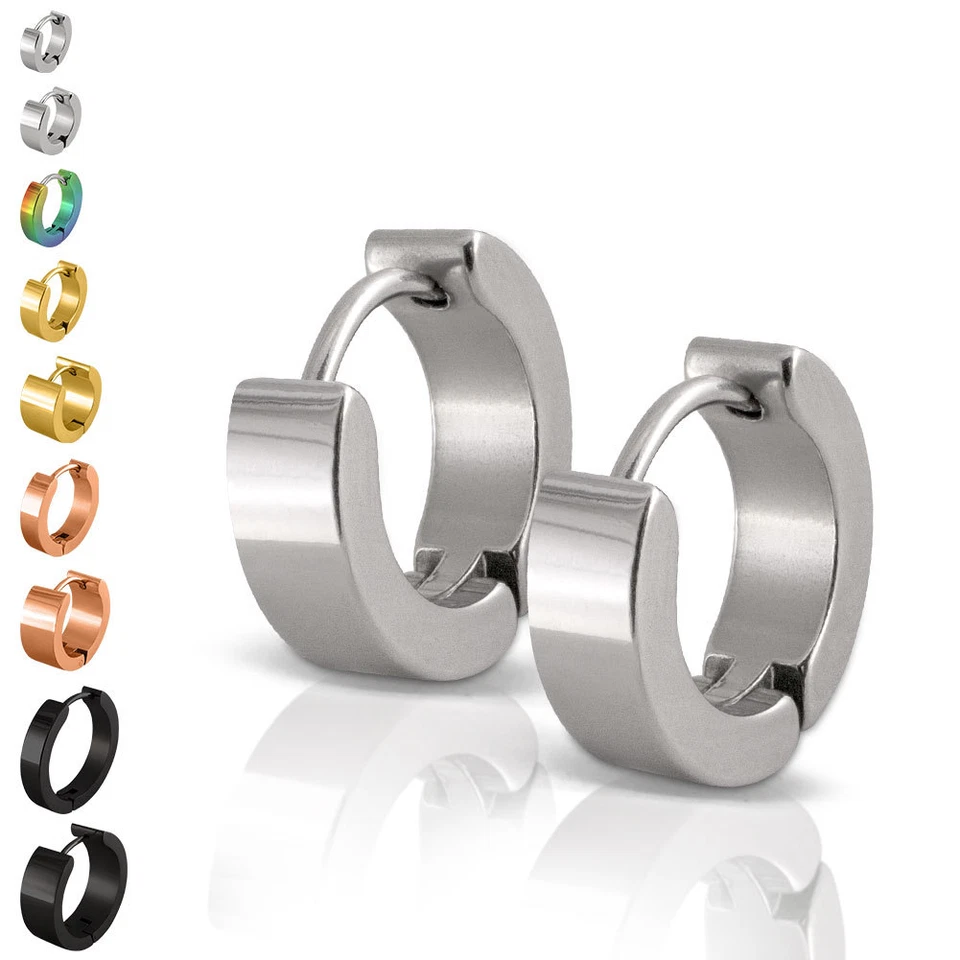 Creolen Klappcreolen Edelstahl silber gold rosegold schwarz oder matt gebürstet - Bild 1 von 1