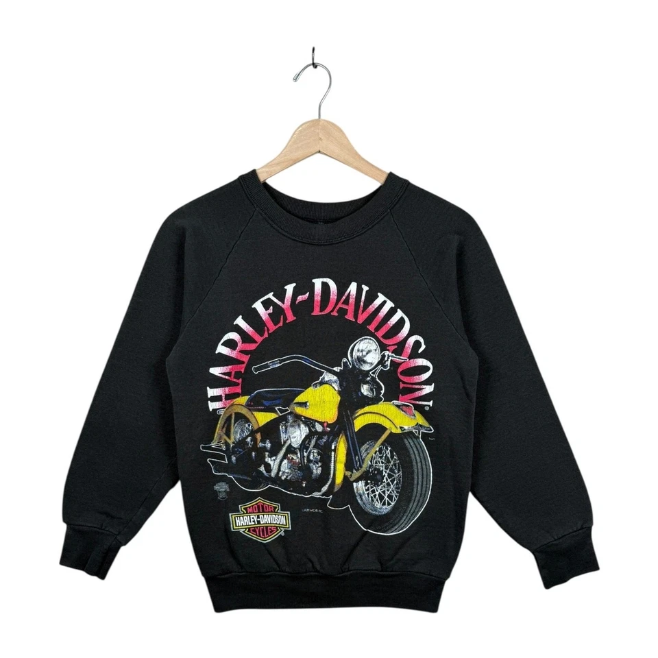 De colección Harley Davidson Motocicleta Gráfico Cuello Redondo Negro Para Hombre Pequeño Foto 1 de 4