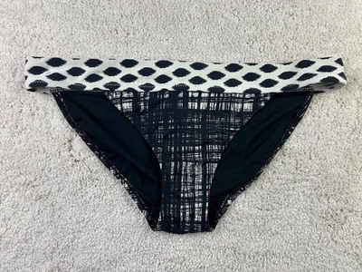 Old Navy Bikini Bottom Womens Small Black White Dot Foldover Waist Swim Retro - Image 1 of 4