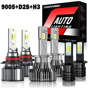 For 2002-2005 Lexus SC430 9005+D2S+H3 LED Headlight High/Low+Fog Light Bulbs - Picture 1 of 19