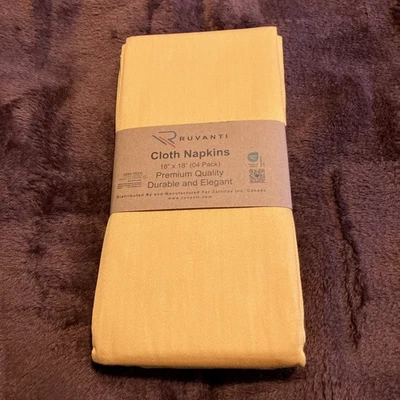 Ruvanti Cloth Napkins, 18 x 18 in, Washable, Mustard, Set of 4 - Image 1 of 4