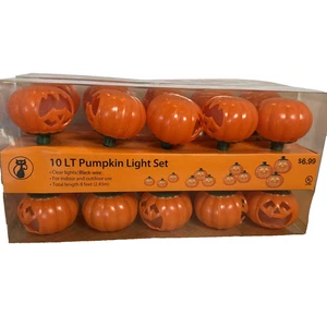2- 10 LT Pumpkin Light Set 8 Feet CVS 12 bulbs Indoor & Outdoor plug 2009 - Picture 1 of 6