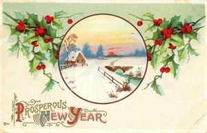 Antique New Year Greeting Postcard - Picture 1 of 2