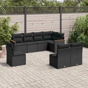 Garden Sofa Set with Cushions Modular Sofa 8 Piece Black Poly Rattan vidaXL - Picture 1 of 4