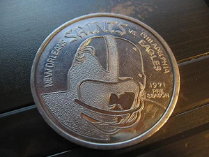 1971 saints v philadelphia eagles program doubloon new orleans coin SALE vintage - Picture 1 of 2