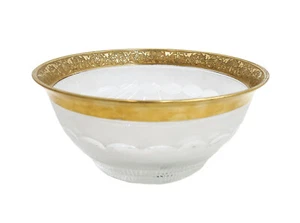 Moser Czech Cut Crystal Glass 9 inch Bowl in Gold Splendid - Picture 1 of 5