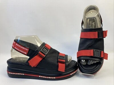 Women Spring Step Exclusive Black Leather Platform Slide Sandals Size 6.5 New - Image 1 of 4