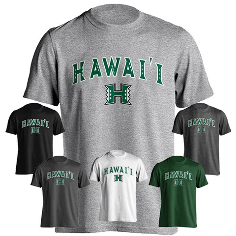 University of Hawaii Rainbow Warriors Arched Text and Logo Short Sleeve T-Shirt Cover