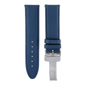 18-19-20-22-24MM LEATHER BAND STRAP SMOOTH WATERPROOF FOR OMEGA SEAMASTER BLUE - Picture 1 of 16