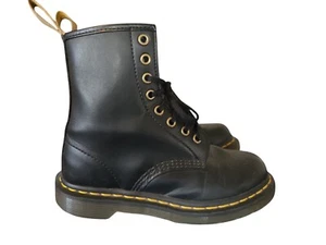 Doc Dr. Martens 14045 Black Combat Boots Women's Size 6 Men’s 5 Vegan Leather  - Picture 1 of 7