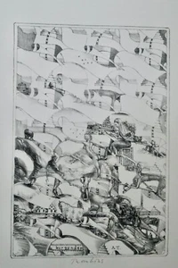 André Thomkins, Lithographie 1971, signiert, Burgunder - Bild 1 von 4