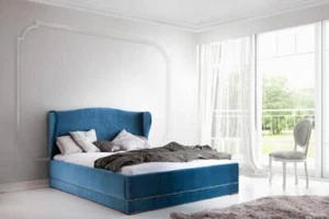 Cama Textil Tela Matrimonial Doble Tapizado Nuevo Moderno Color Azul Dormitorio - Imagen 1 de 6