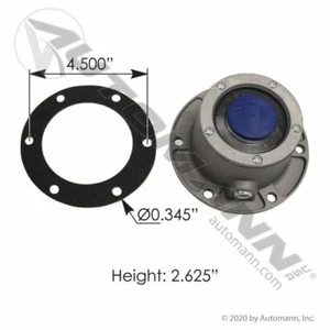 ALUMINUM HUB CAP W/SIDE FILL PLUG 4 1/2'' BC (2 PIECES) VOLVO/WHITE 04-18 - Picture 1 of 3