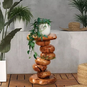 GREENAGE Cedar Roots Multibeads Stand Stool Tree Stump Side Table 23.6" H Rustic - Picture 1 of 19